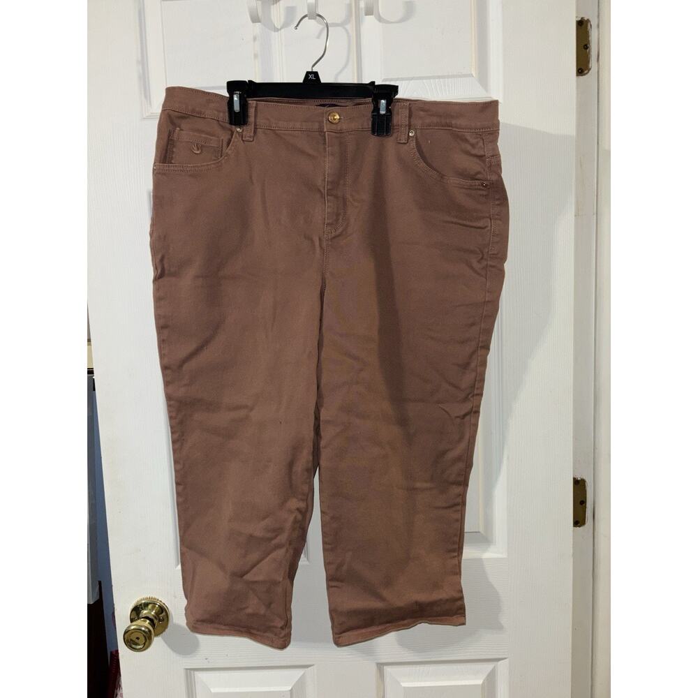 Gloria Vanderbilt 16 W Amanda Jeans Capri Length Stretchy 5 Pocket Sienna Brown - Picture 5 of 7